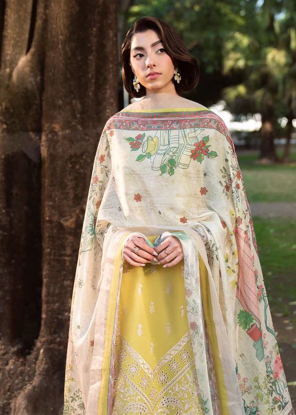 3 Piece Women's suit Lawn Pale Yellow