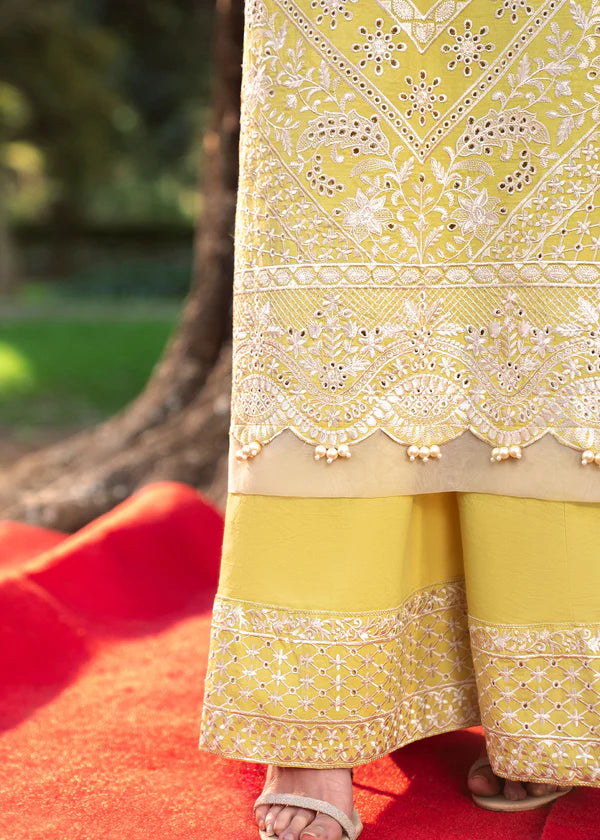3 Piece Women's suit Lawn Pale Yellow