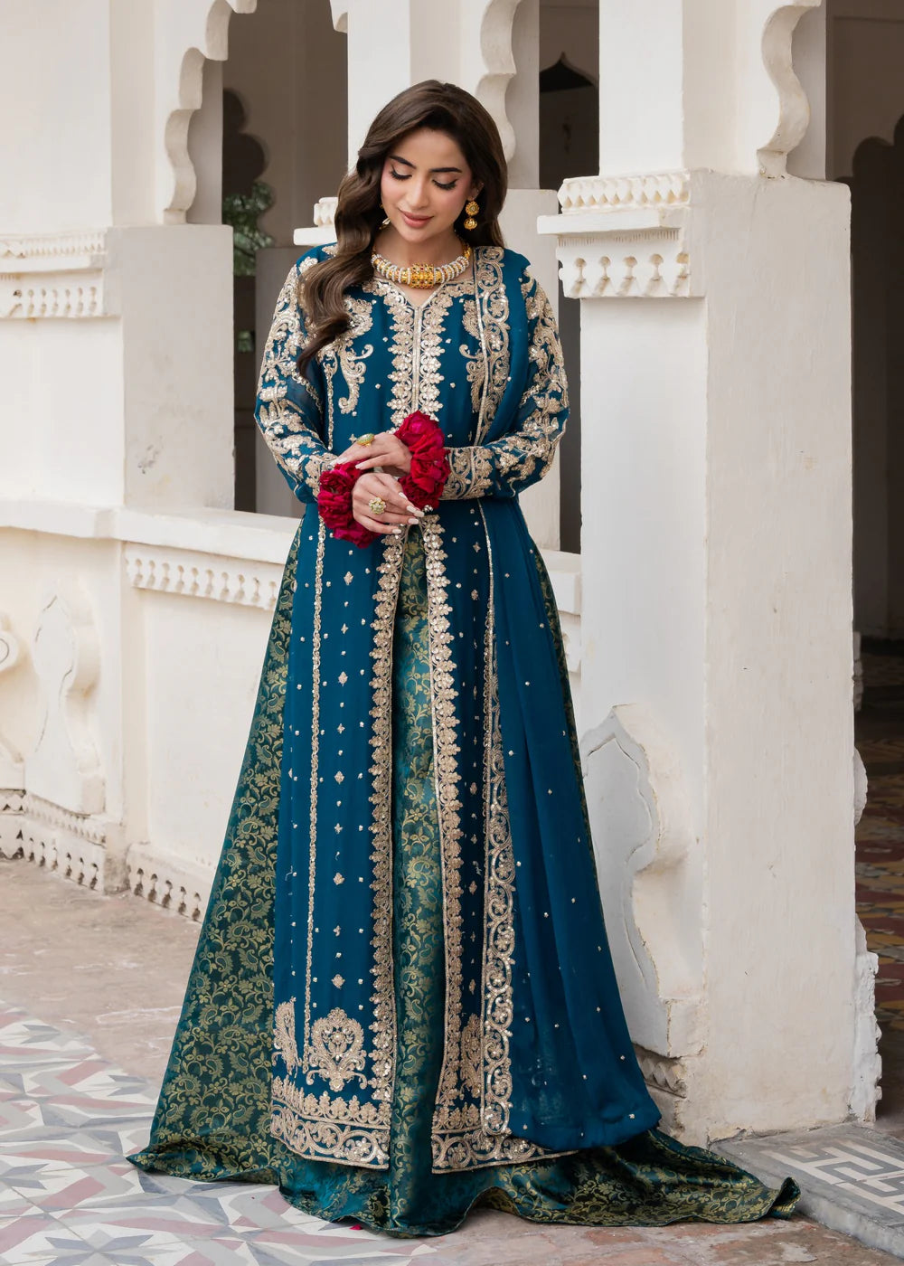 3 Piece Chiffon Embroidered Women's Dress