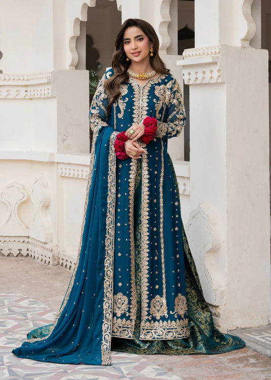 3 Piece Chiffon Embroidered Women's Dress