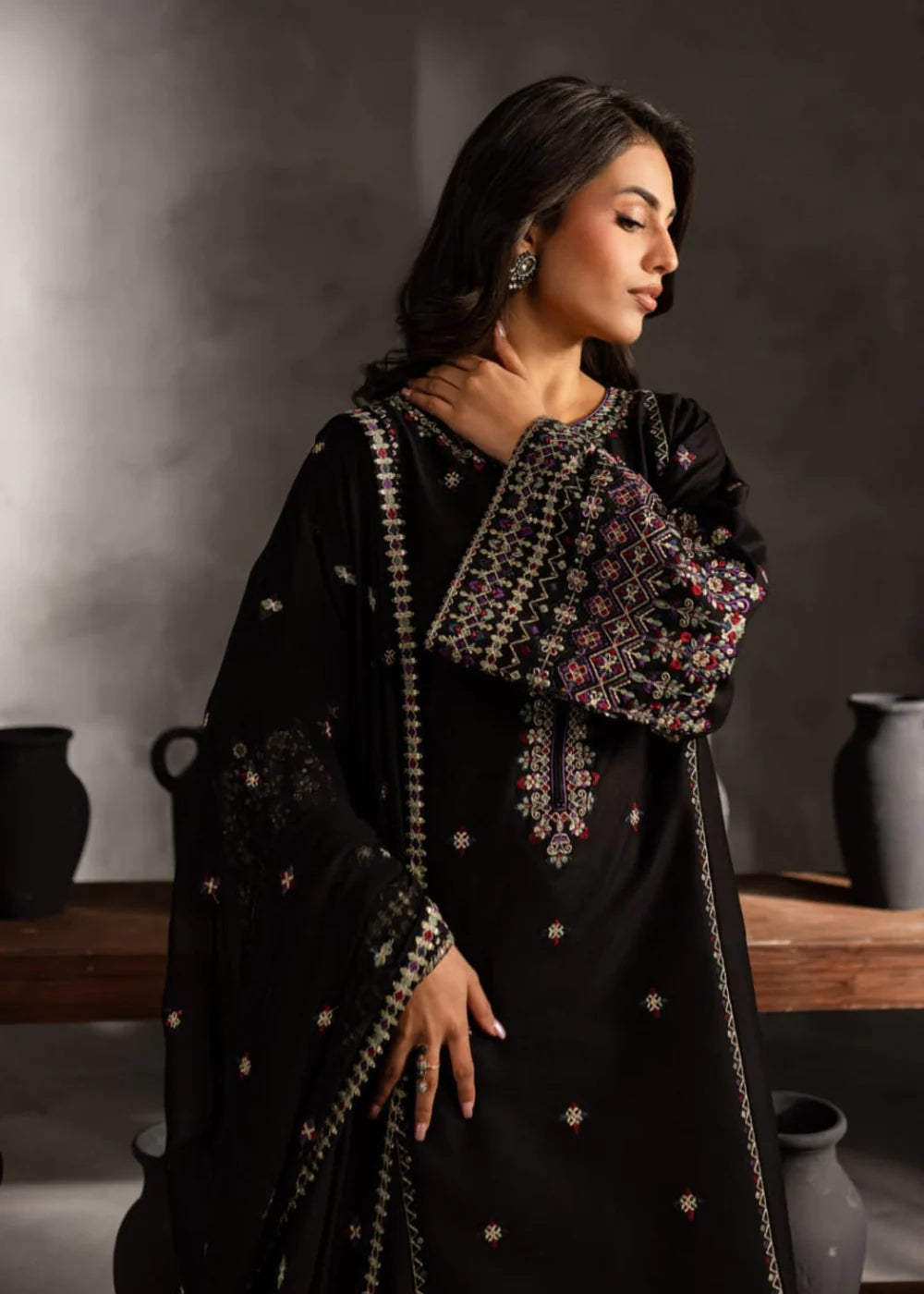 3 Piece Embroidered Women's Suit Winter Collection