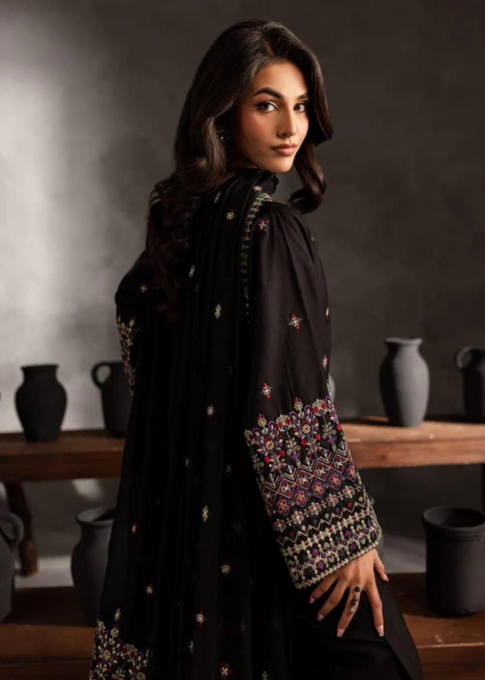 3 Piece Embroidered Women's Suit Winter Collection