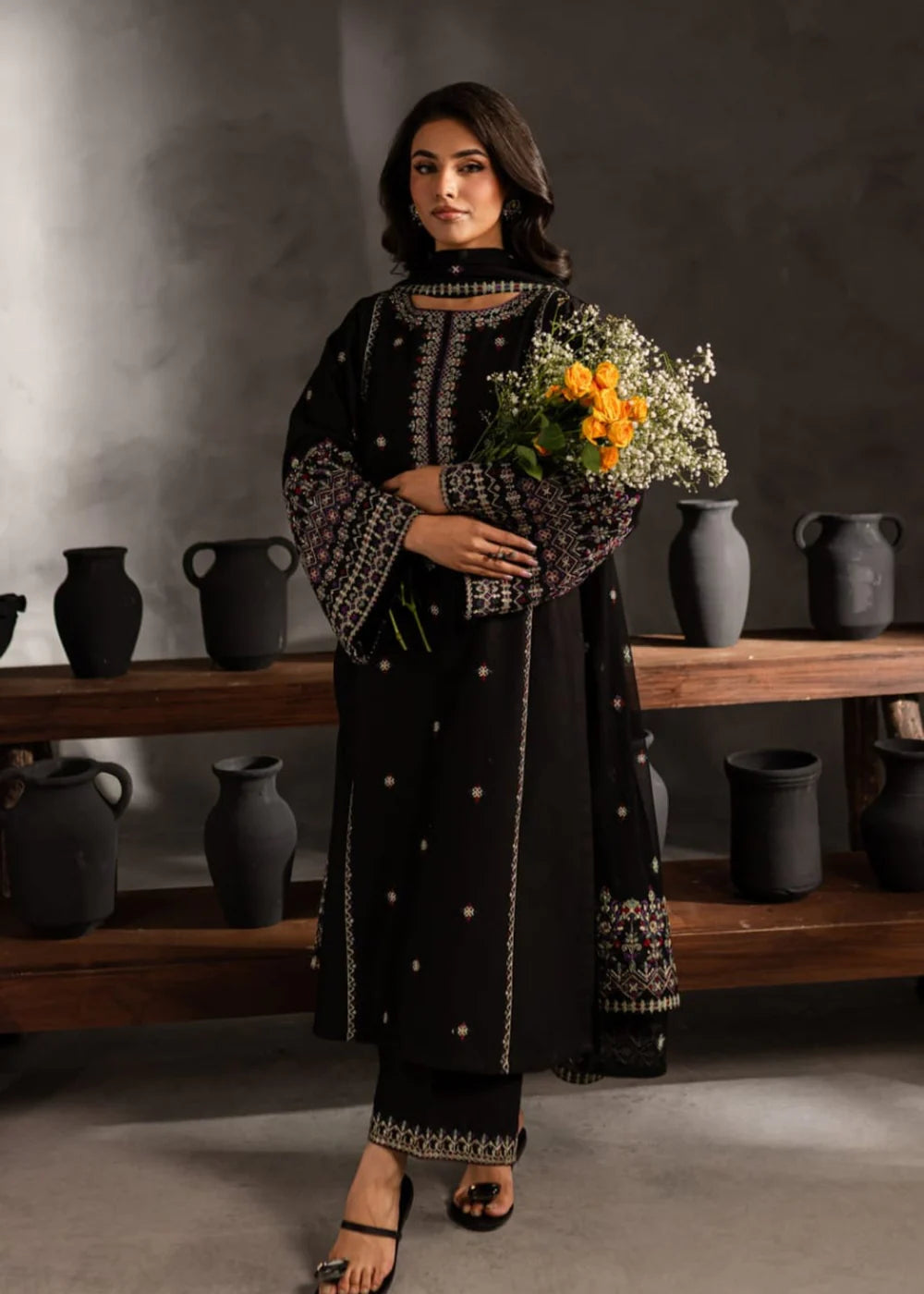 3 Piece Embroidered Women's Suit Winter Collection