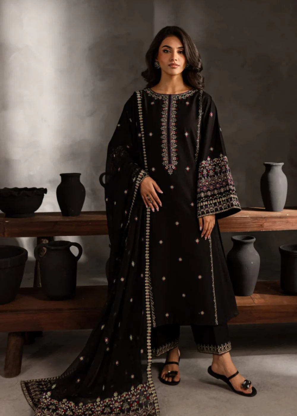 3 Piece Embroidered Women's Suit Winter Collection