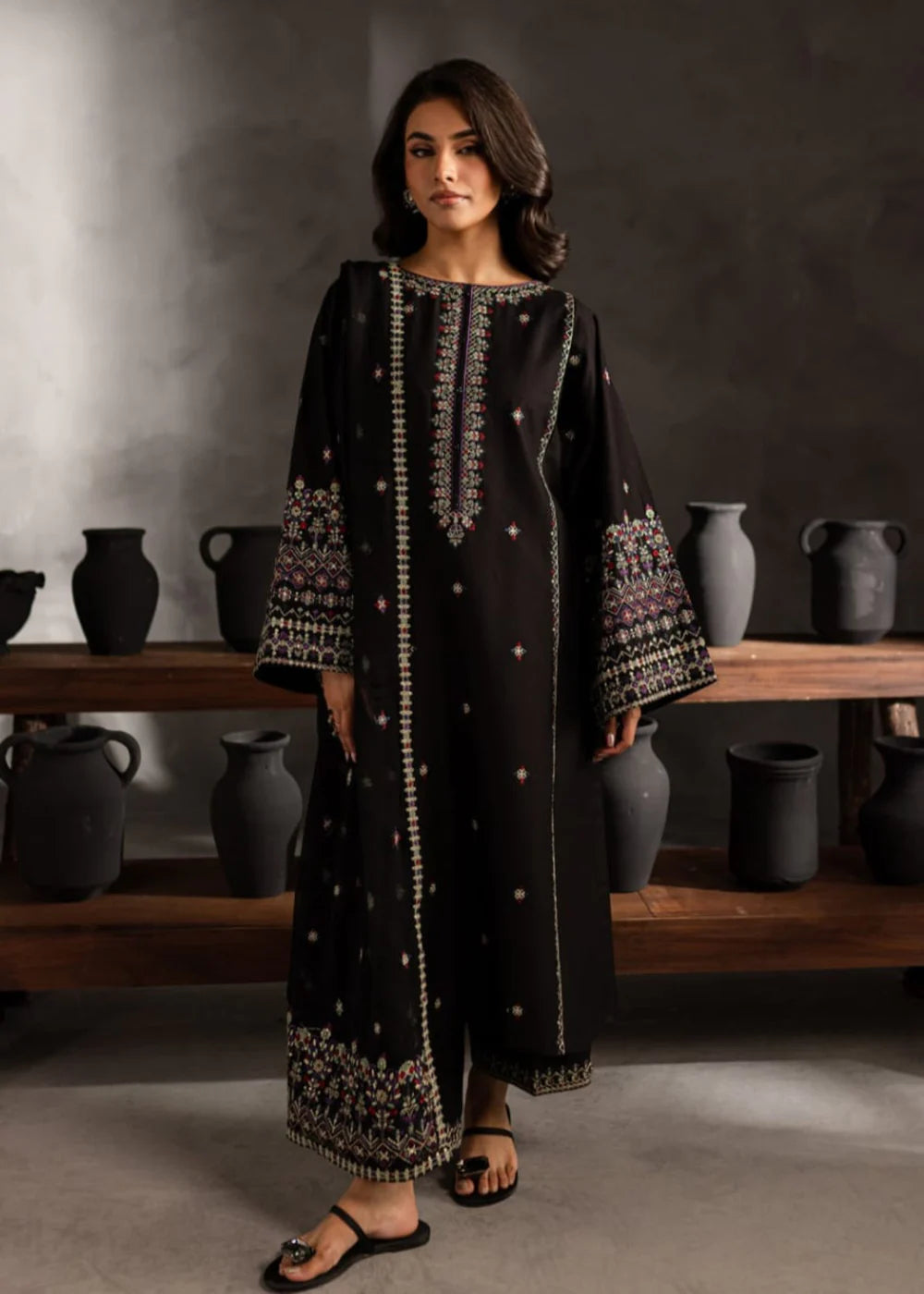 3 Piece Embroidered Women's Suit Winter Collection