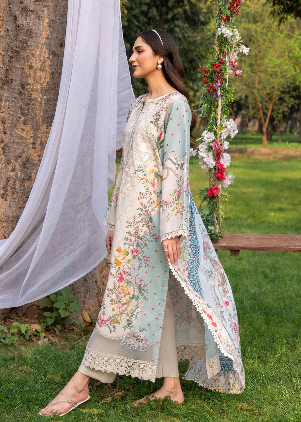 3 Piece Embroidered Cotton Women's Suit