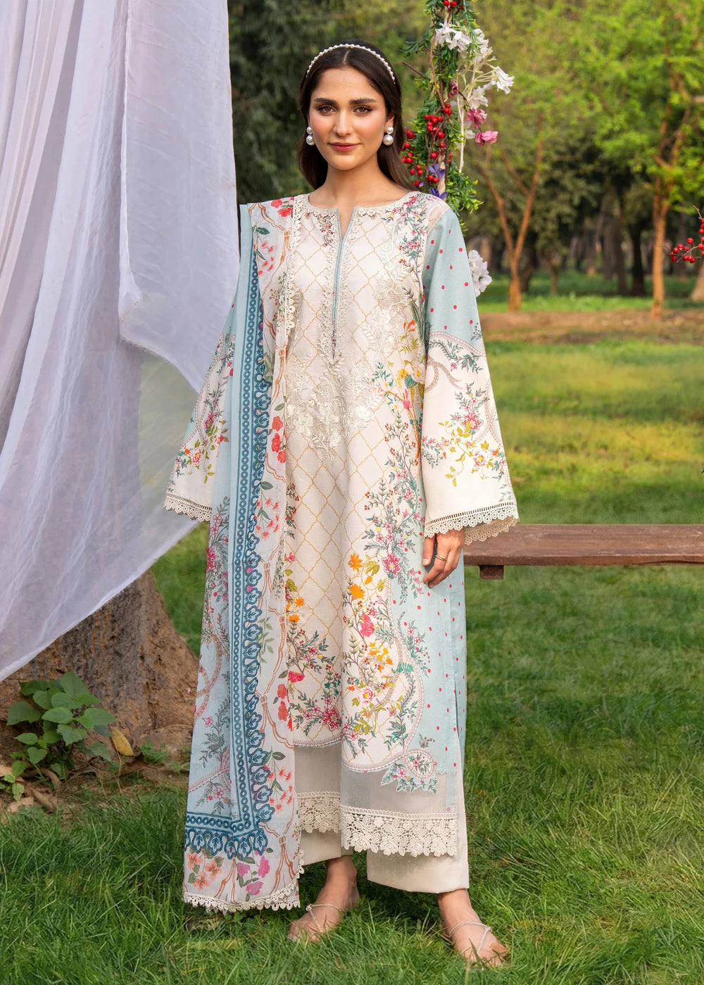 3 Piece Embroidered Cotton Women's Suit