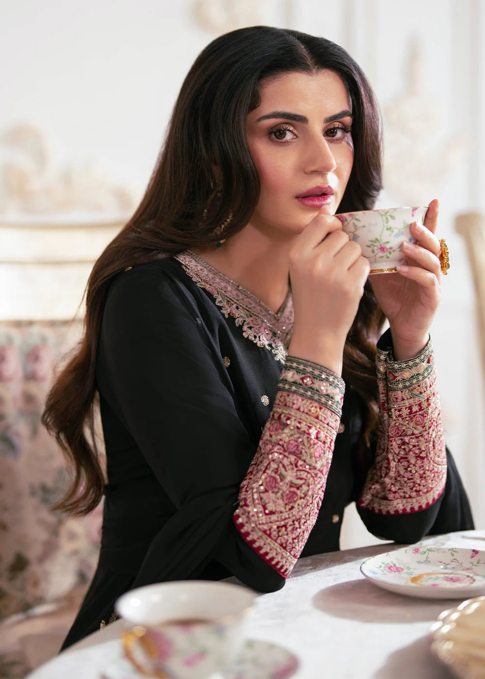 3-PC Silk Embroidered Women's Suit