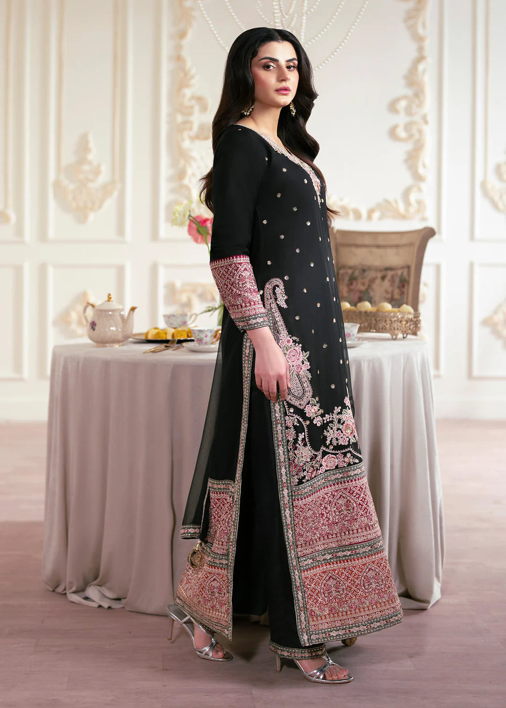 3-PC Silk Embroidered Women's Suit