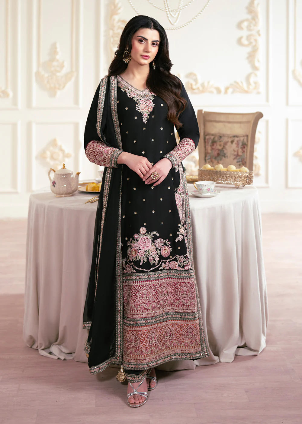 3-PC Silk Embroidered Women's Suit