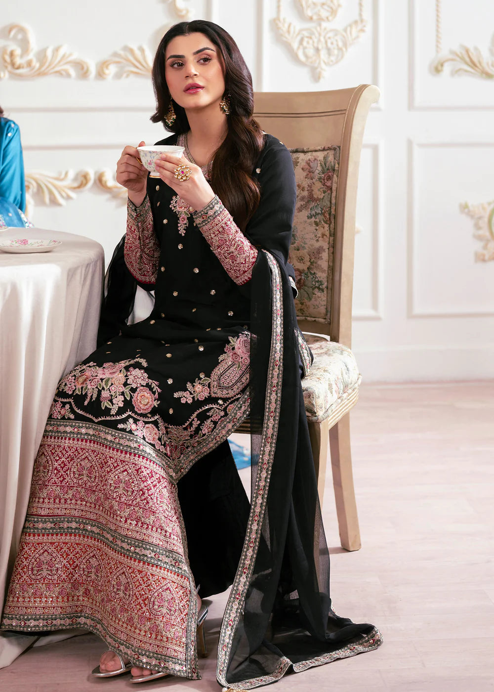 3-PC Silk Embroidered Women's Suit