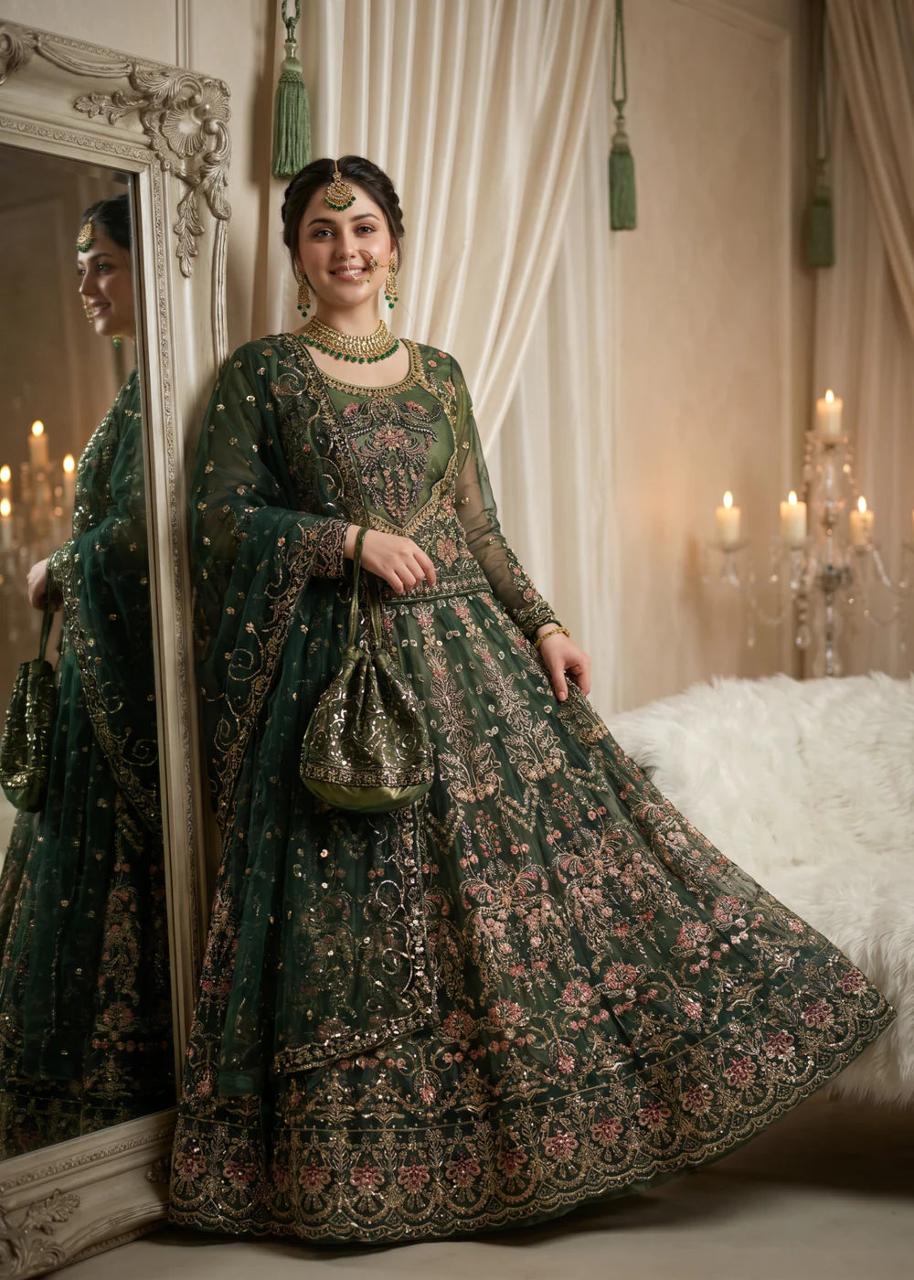 3 PC Net Flared Lehenga Women's Dress