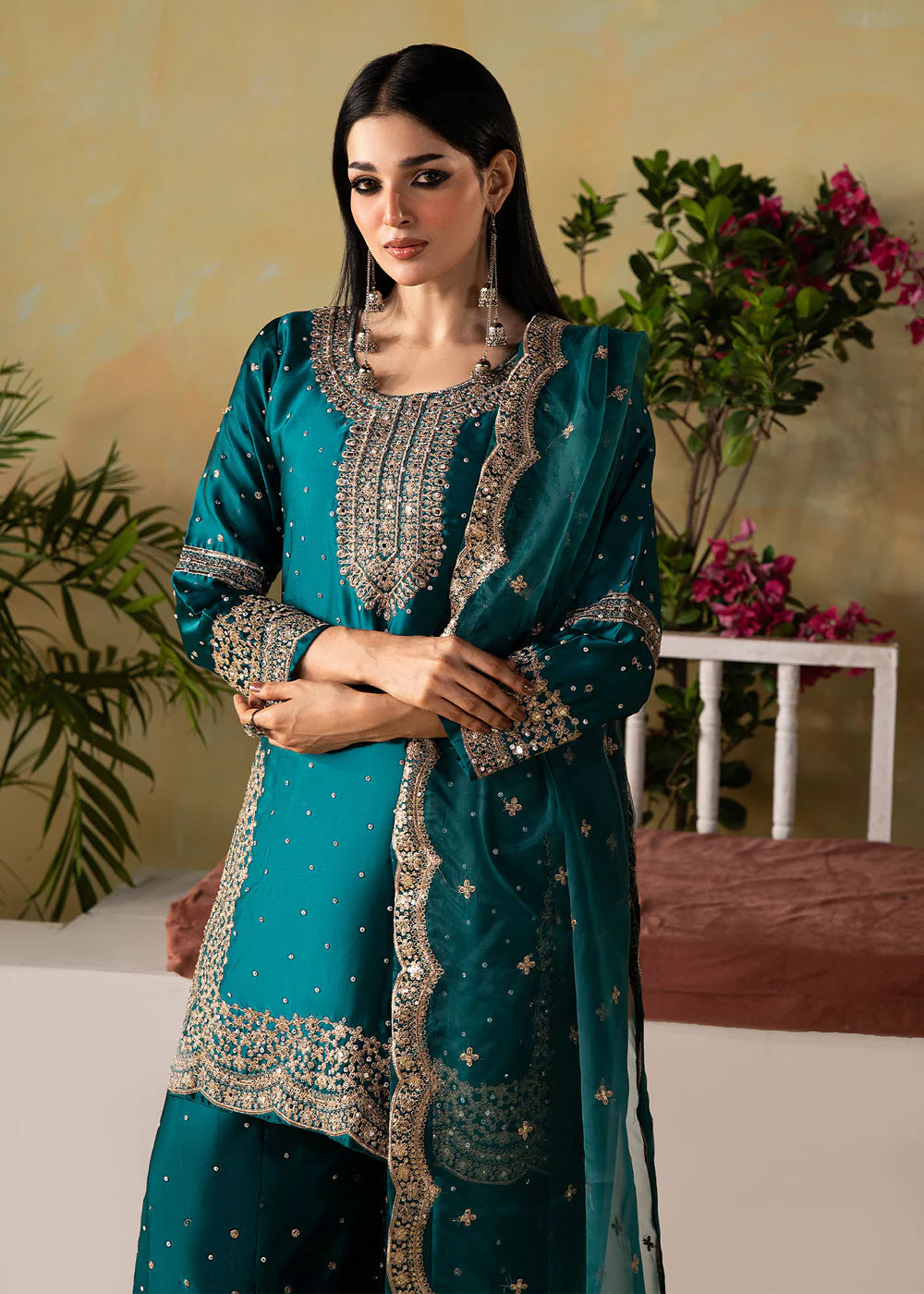 3 piece Embroidered Slik Women's Dress