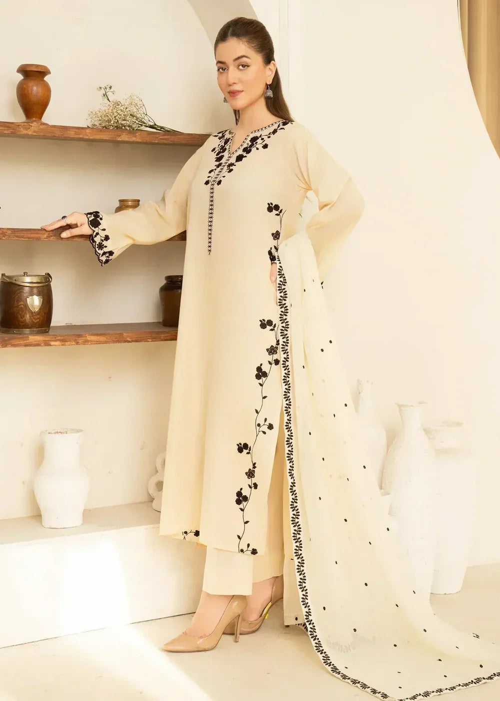 3 Piece Embroidered Women's Suit Winter Collection
