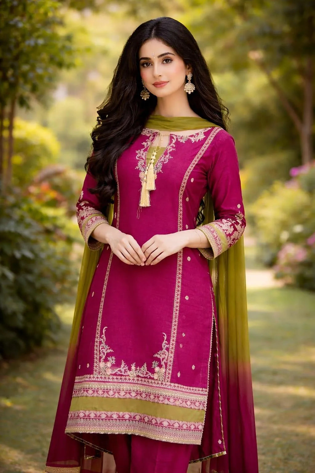 Pink Embroidered Lawn 3Pcs Suit