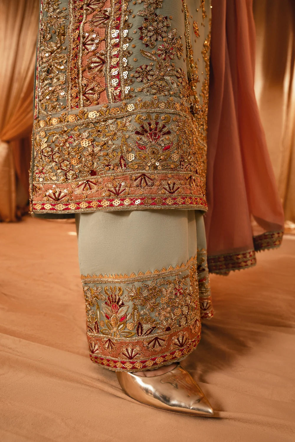 3 Piece Embroidered Silk Women's Dress