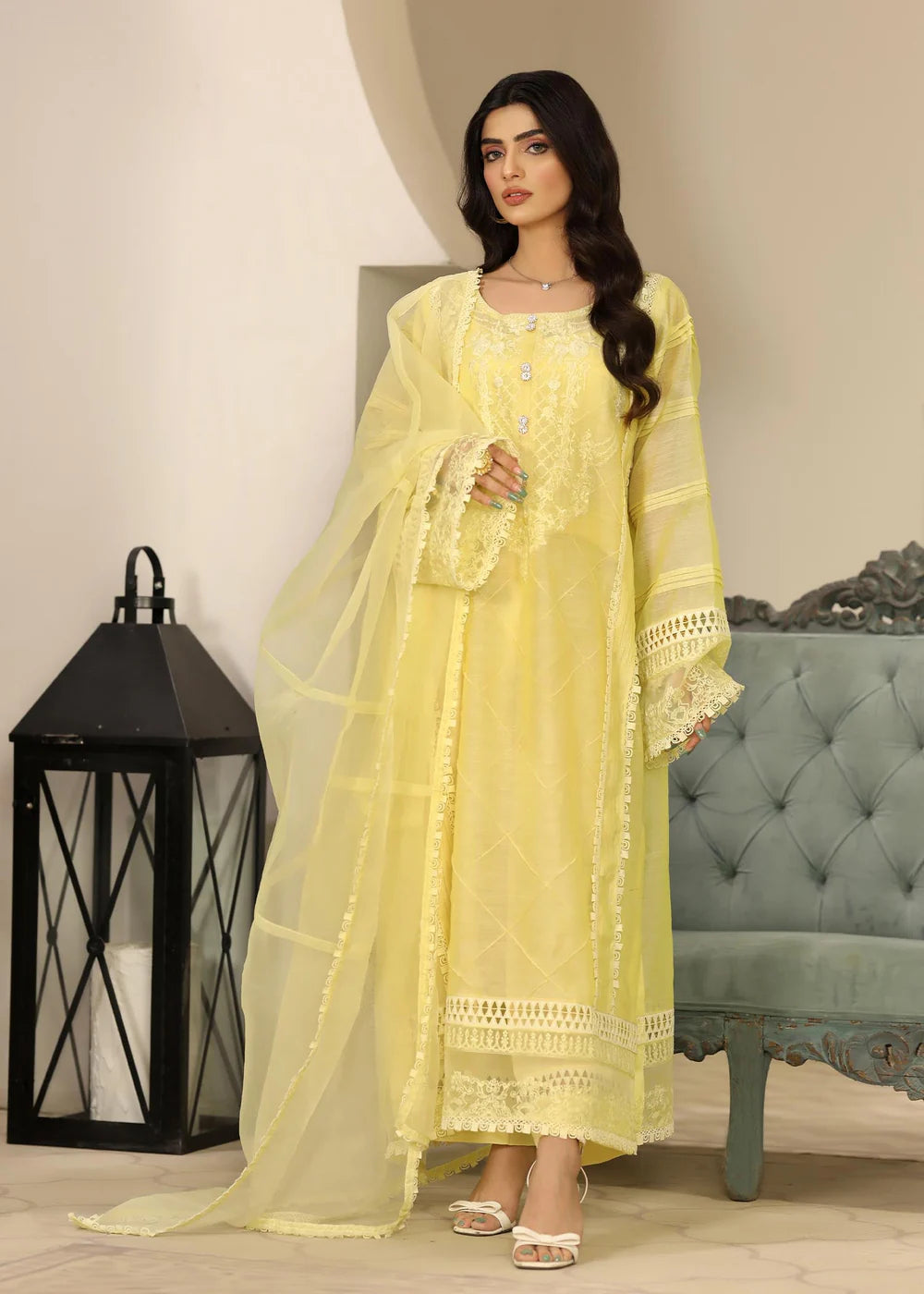 3-PC Cotton Embroidered Women's Suit