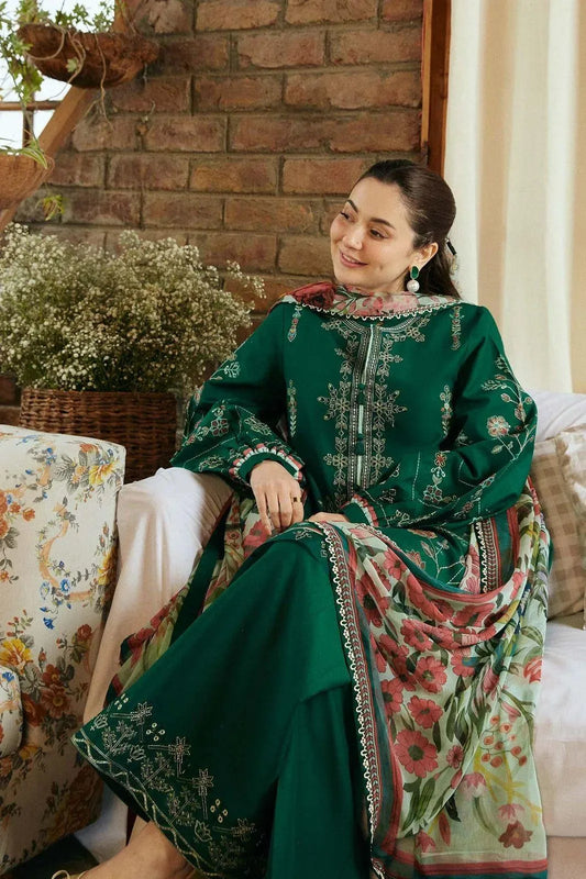 Green Embroidered Lawn 3Pcs Set for Women