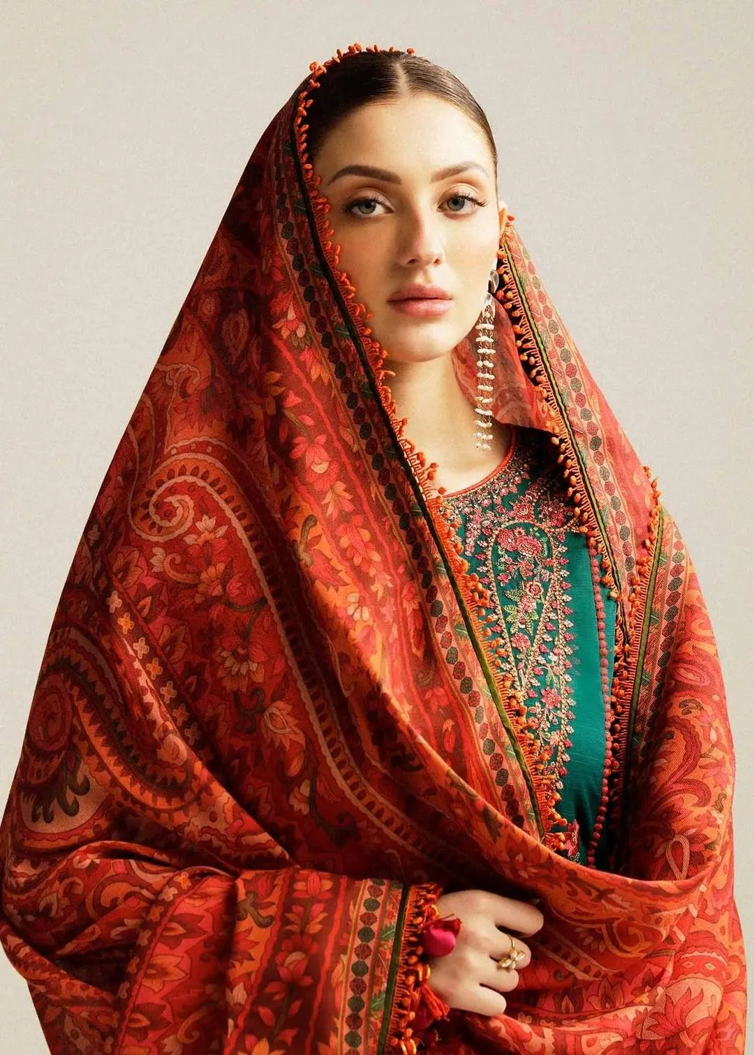 Lawn-3PC Embroidered with Digital Printed Jacquard Dupatta