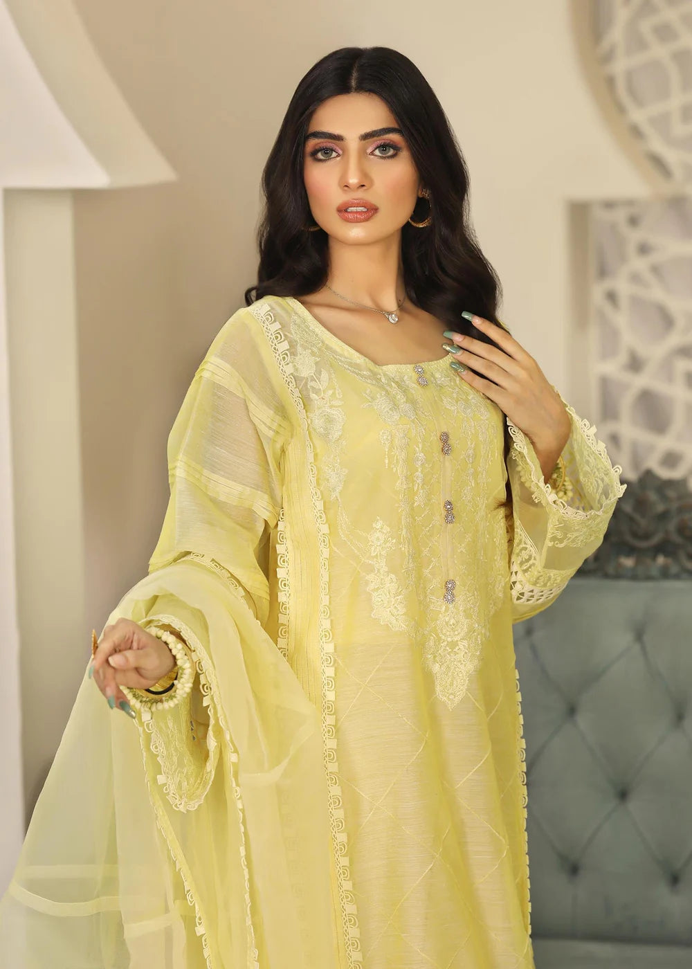 3-PC Cotton Embroidered Women's Suit