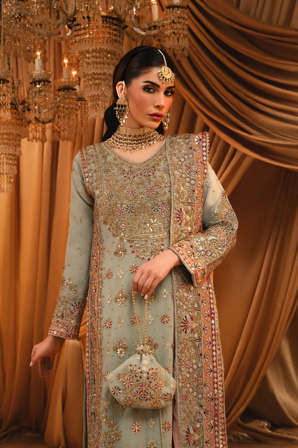 3 Piece Embroidered Silk Women's Dress