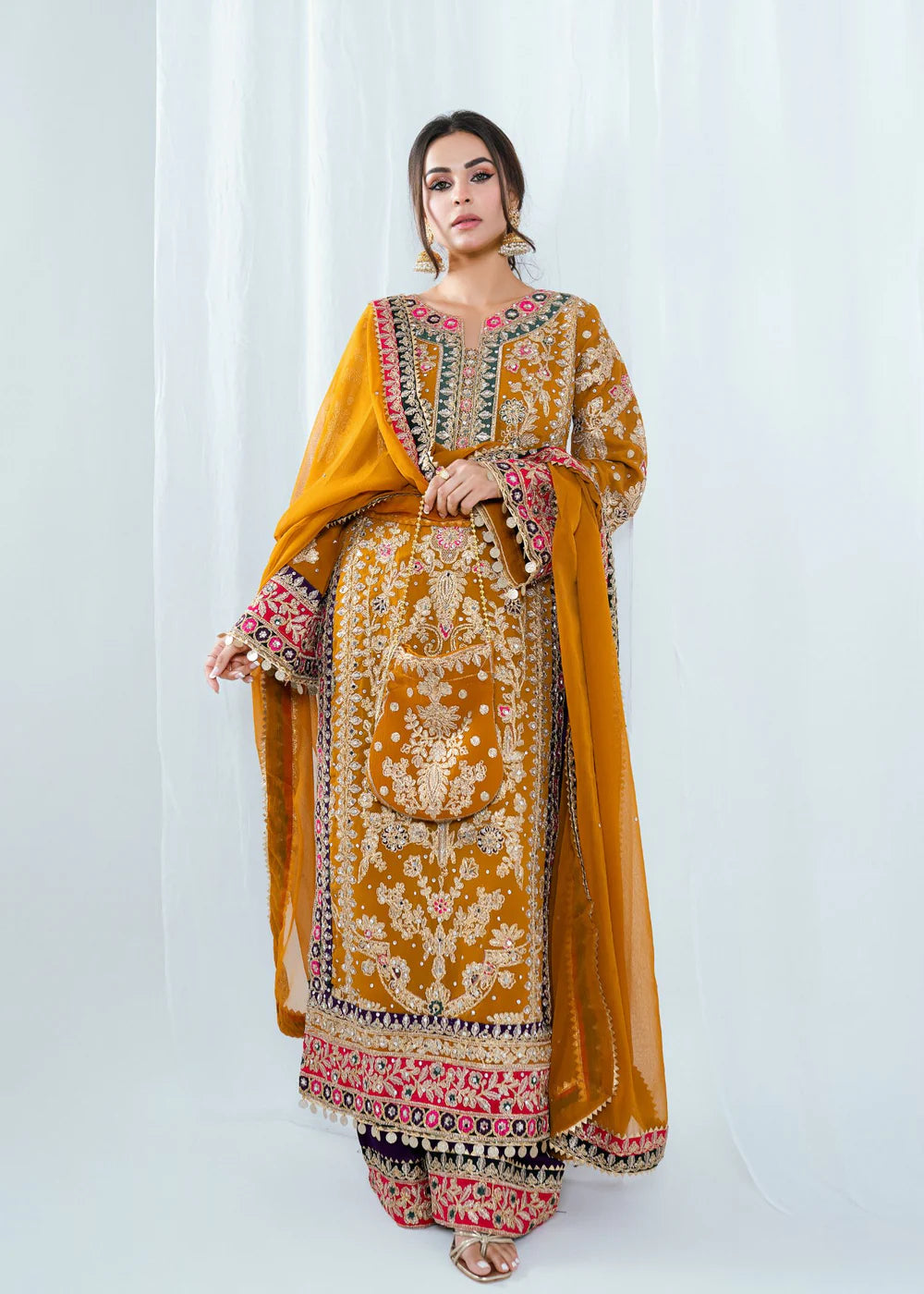 3 Piece Chiffon Embroidered Women's Dress