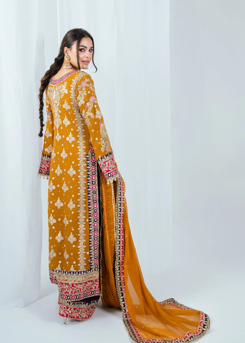 3 Piece Chiffon Embroidered Women's Dress