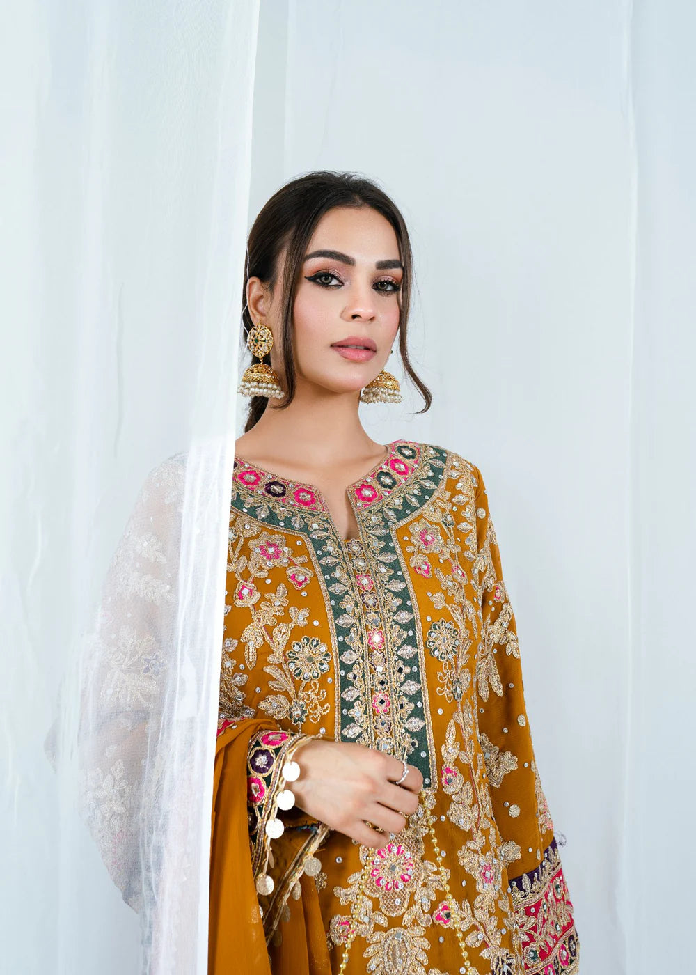 3 Piece Chiffon Embroidered Women's Dress