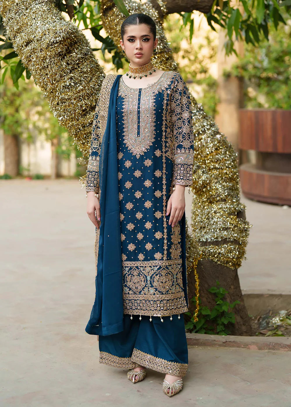 3 Piece Chiffon Embroidered Women's Dress