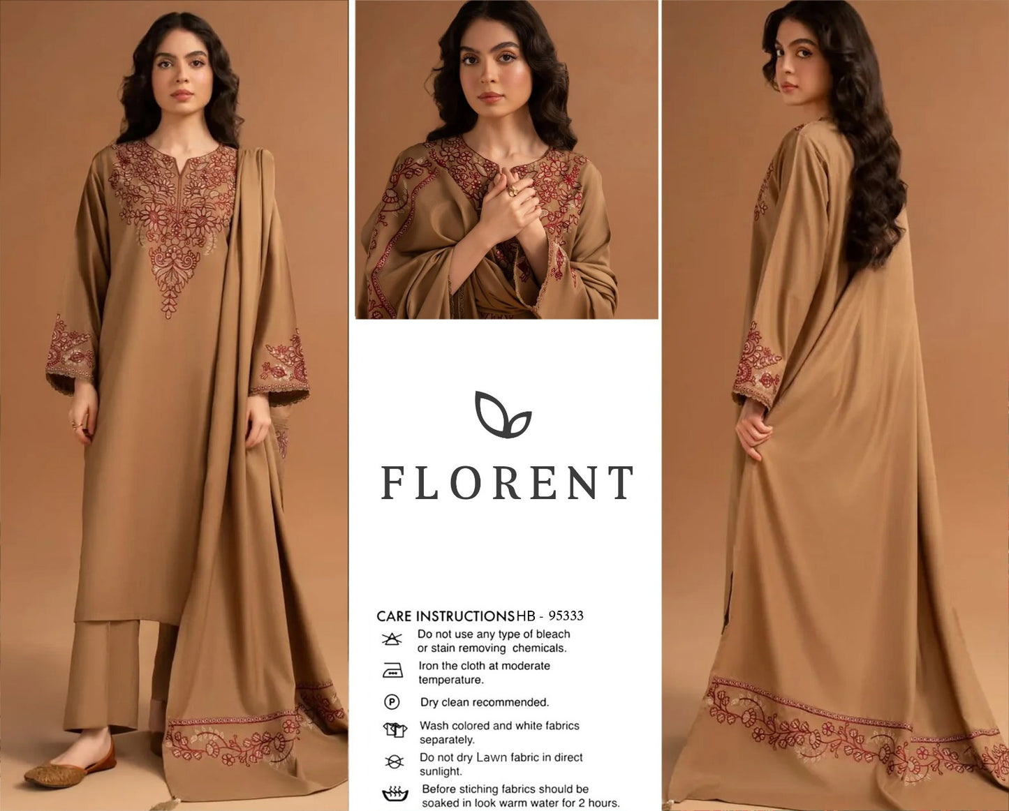 3 Piece Embroidered Summer Collection Suit