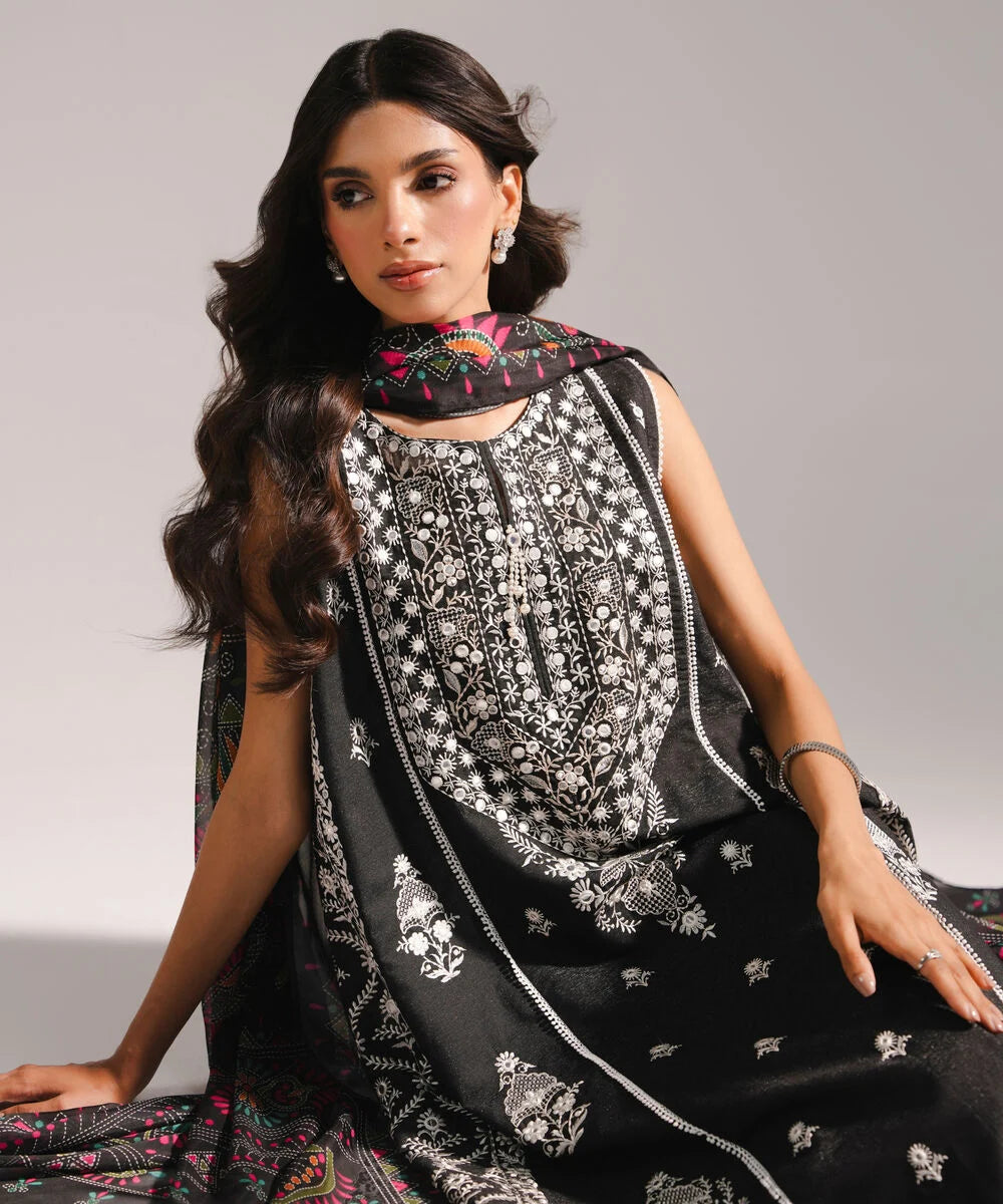 3 Piece - Embroidered Cotton Suit
