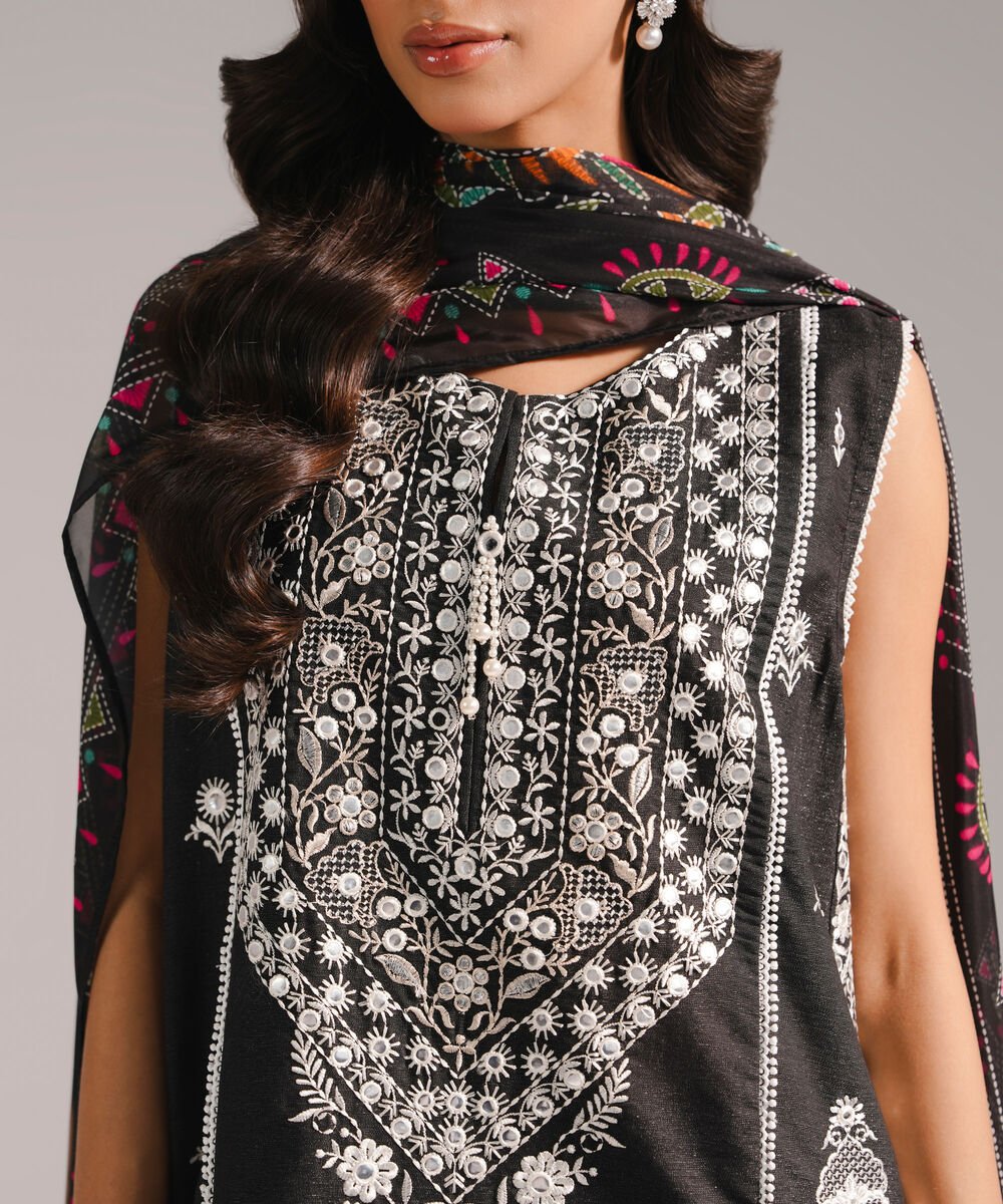 3 Piece - Embroidered Cotton Suit