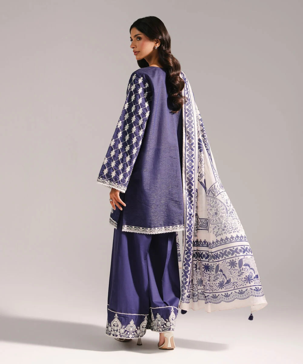 3 Piece - Embroidered Cotton Suit