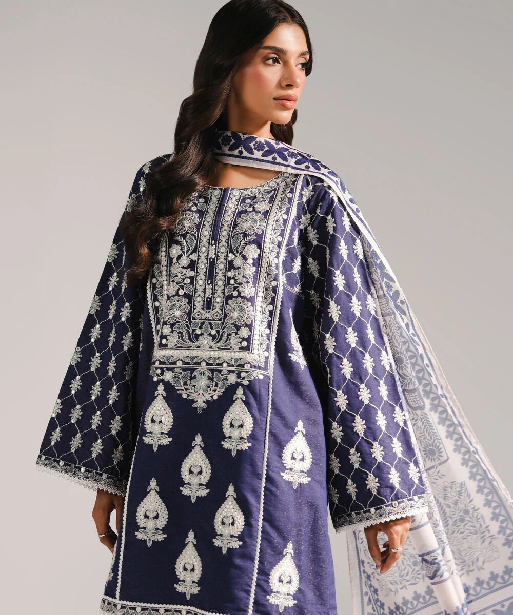 3 Piece - Embroidered Cotton Suit