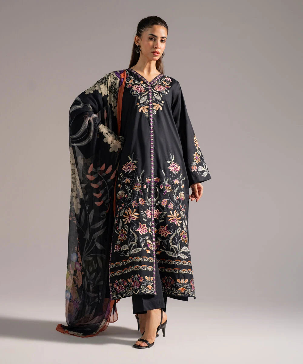 3 Piece - Embroidered Cambric Suit