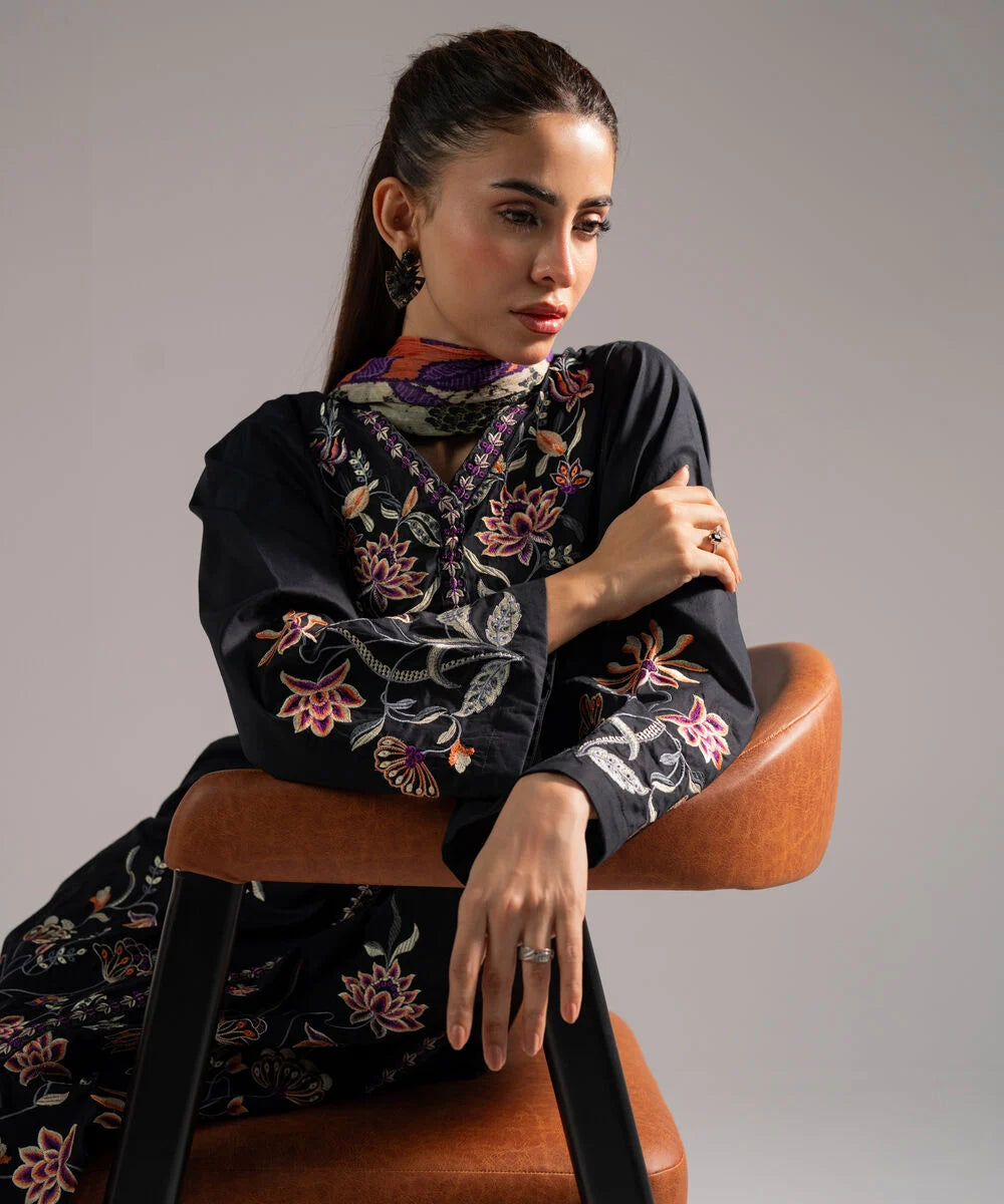 3 Piece - Embroidered Cambric Suit