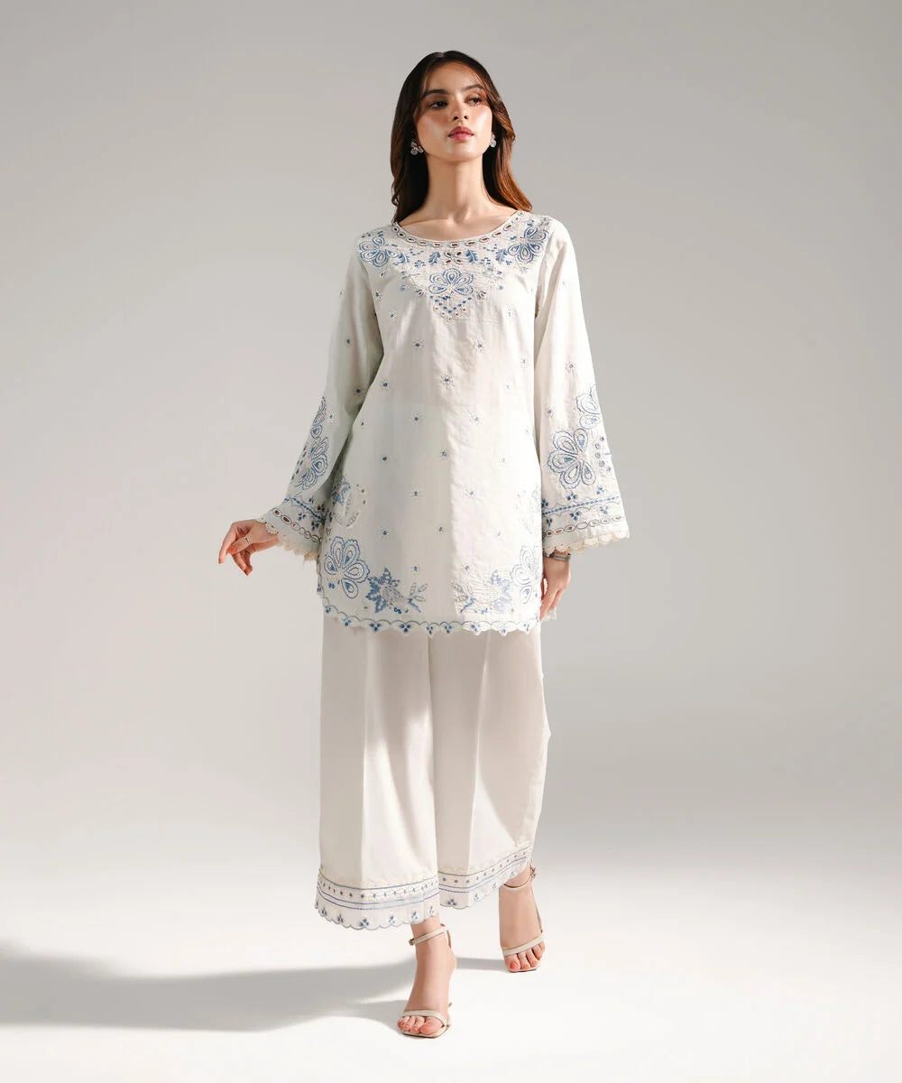 3 Piece - Embroidered Cotton Suit