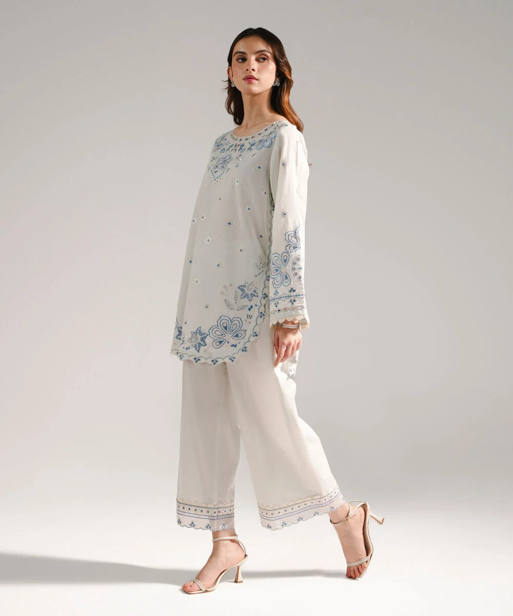 3 Piece - Embroidered Cotton Suit