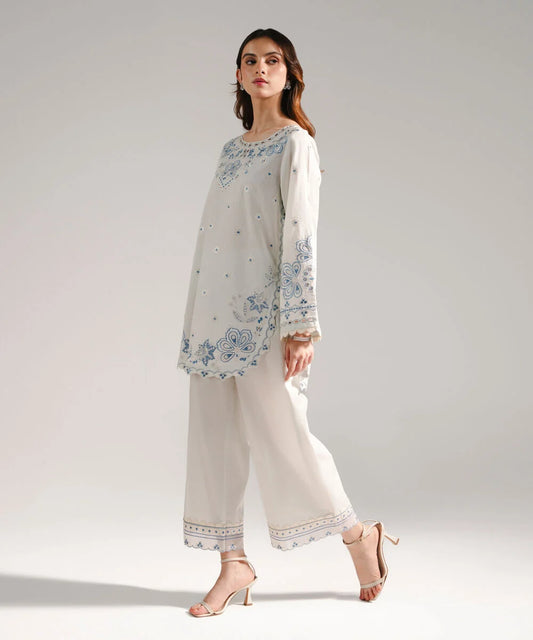 3 Piece - Embroidered Cotton Suit