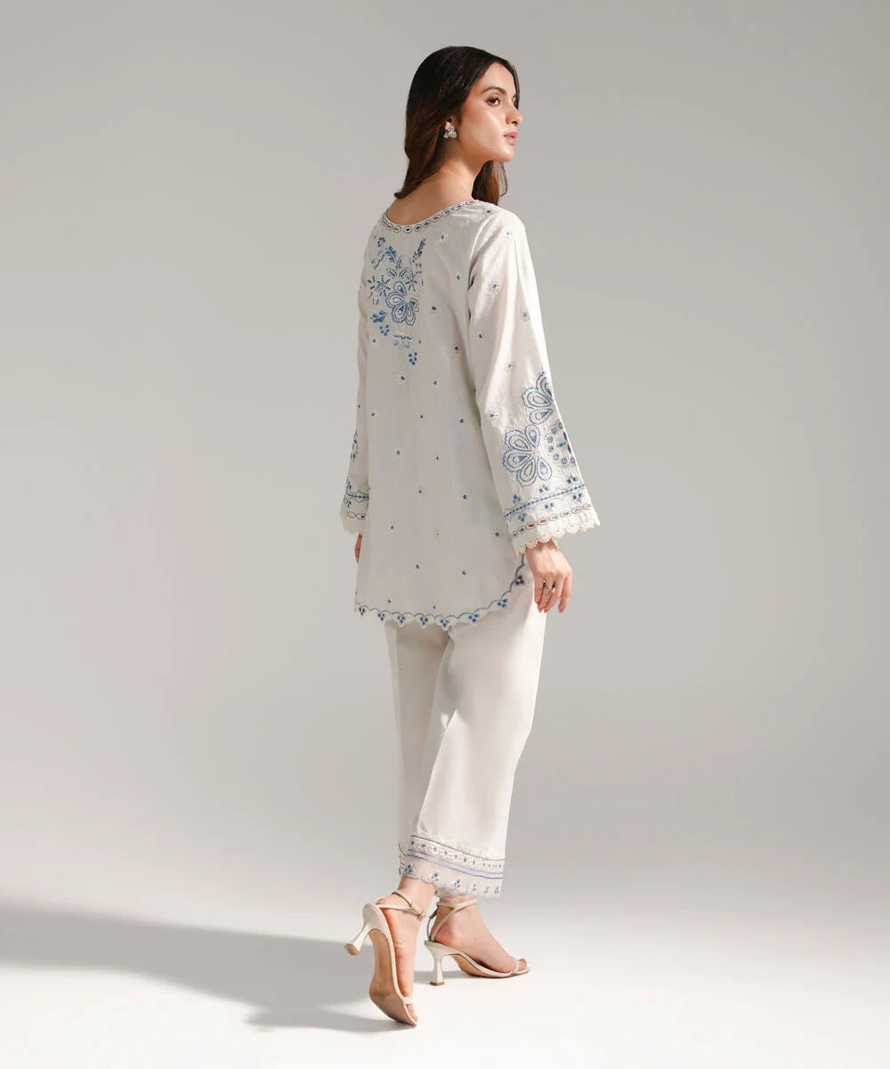 3 Piece - Embroidered Cotton Suit