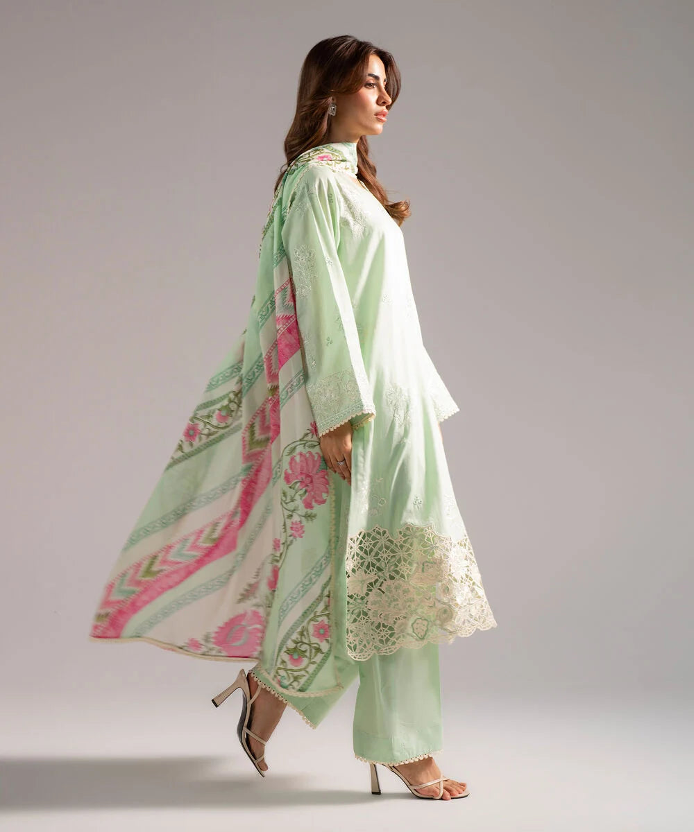 3 Piece - Embroidered Cotton Suit