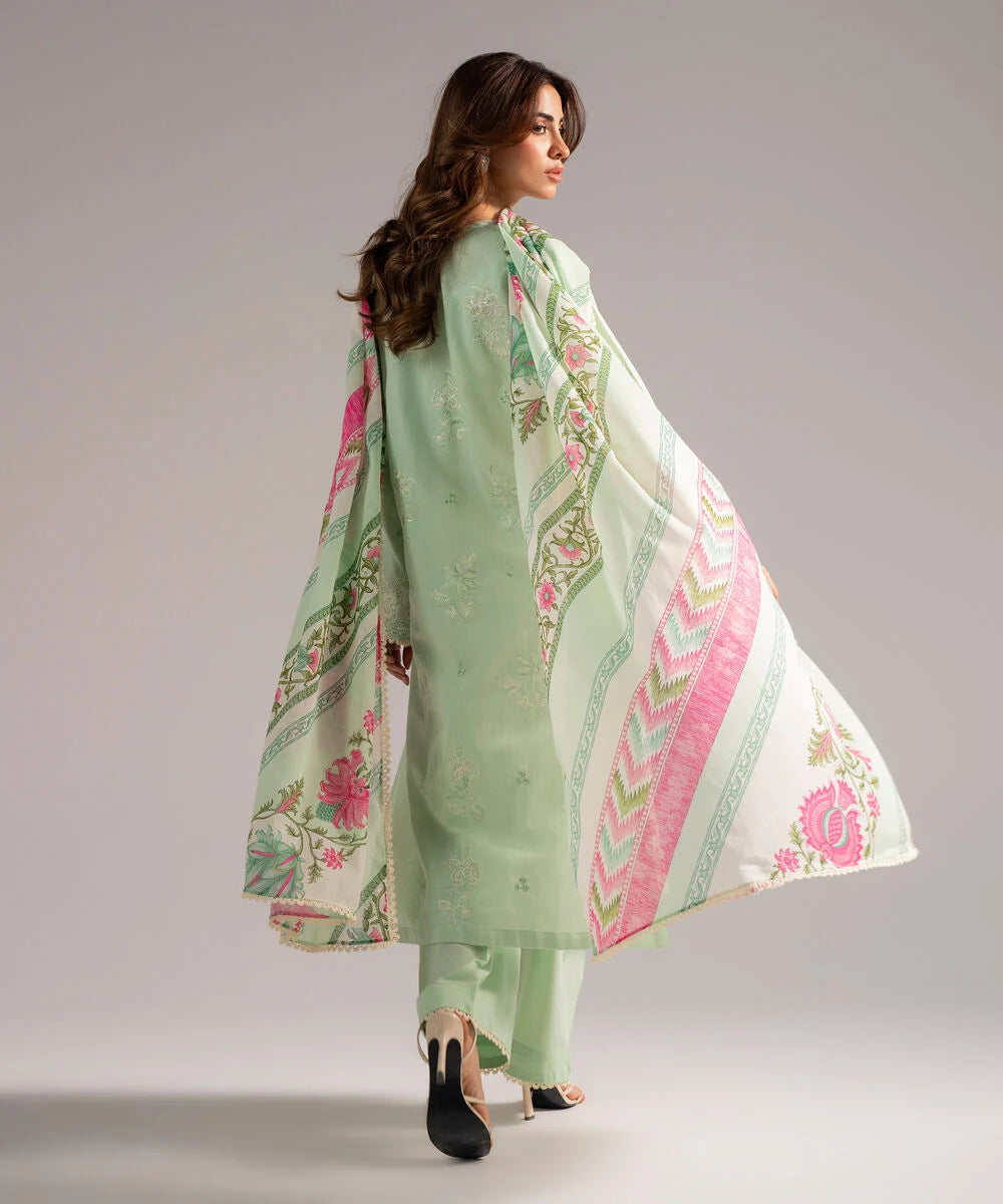 3 Piece - Embroidered Cotton Suit