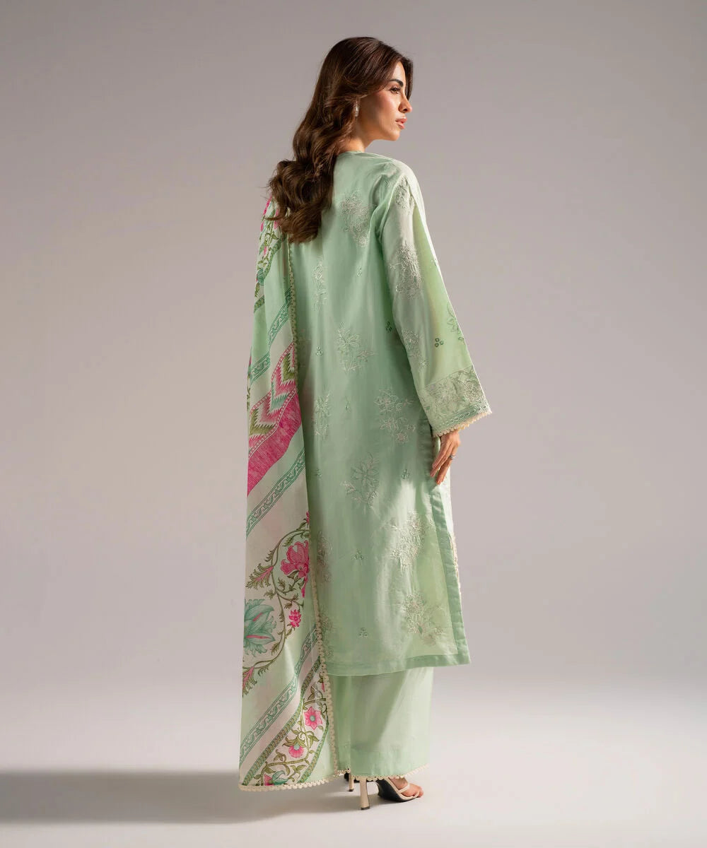 3 Piece - Embroidered Cotton Suit