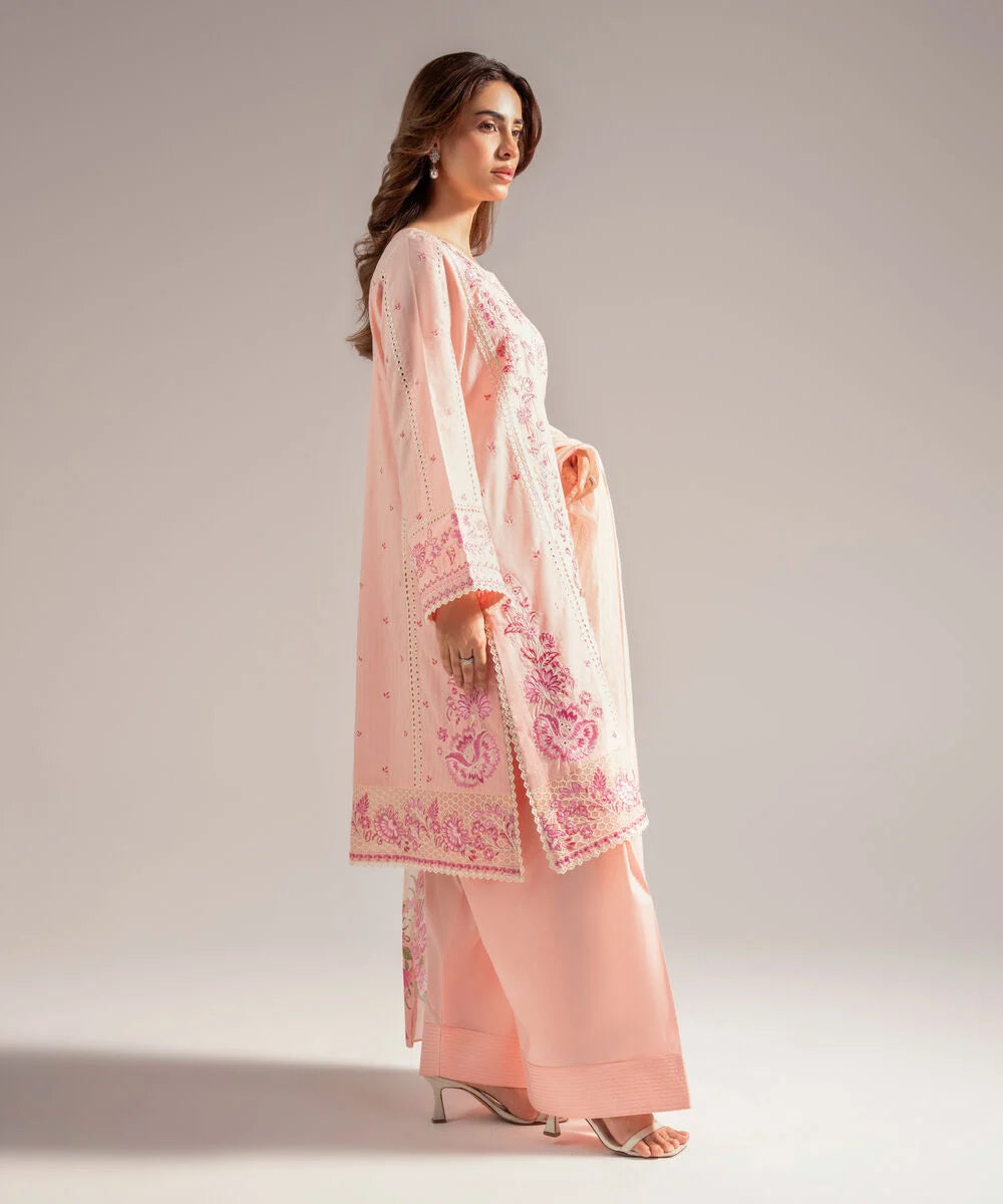 3 Piece - Embroidered Cotton Suit