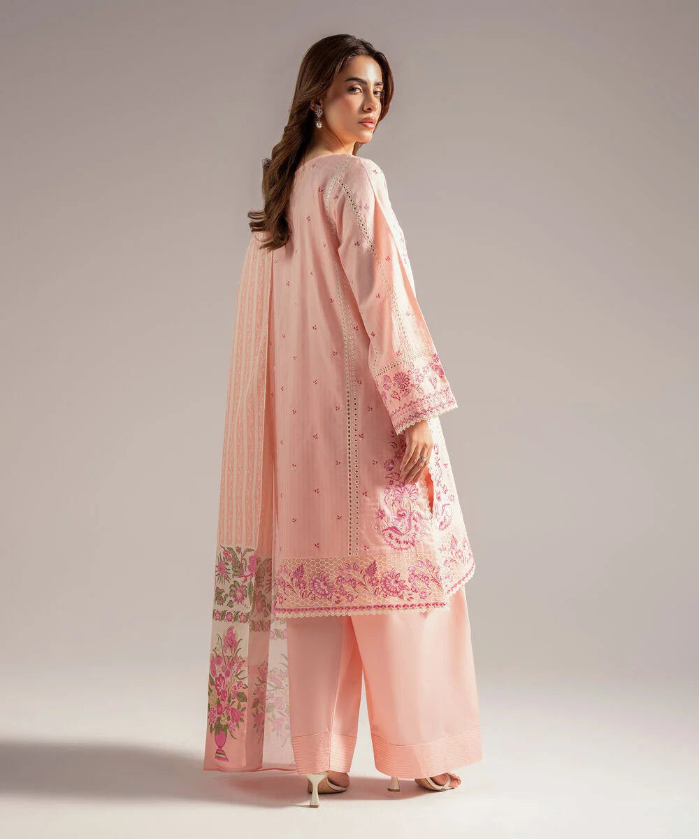 3 Piece - Embroidered Cotton Suit