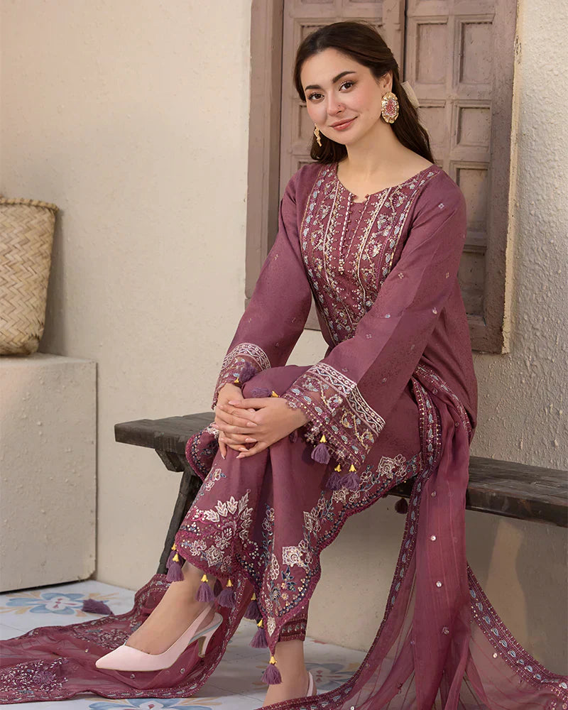 Women's 3-Piece Linen Embroidered Suit Set Pink