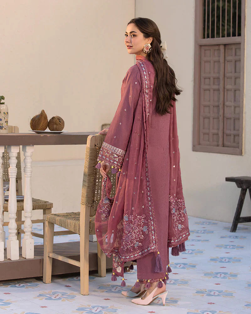 Women's 3-Piece Linen Embroidered Suit Set Pink
