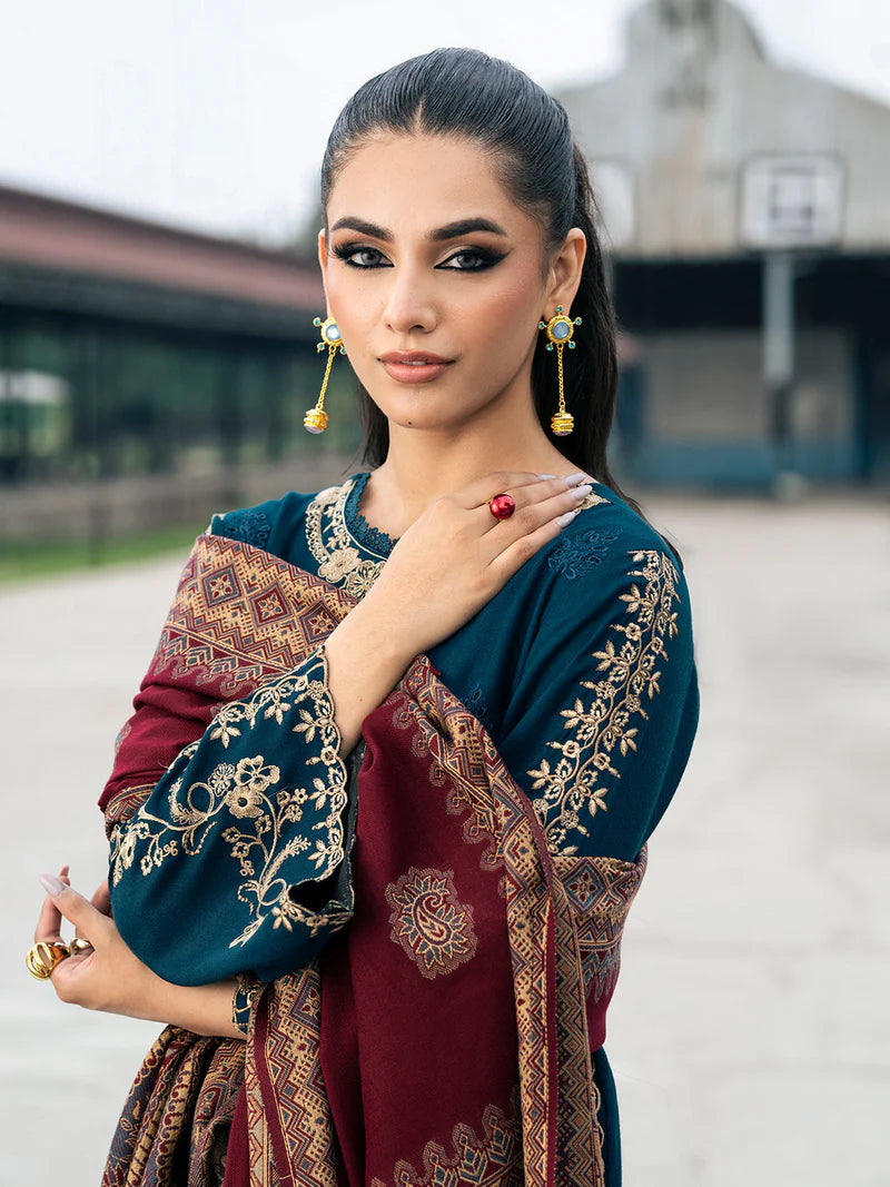 Lawn-3PC Embroidered With Digital Printed Jacquard Dupatta