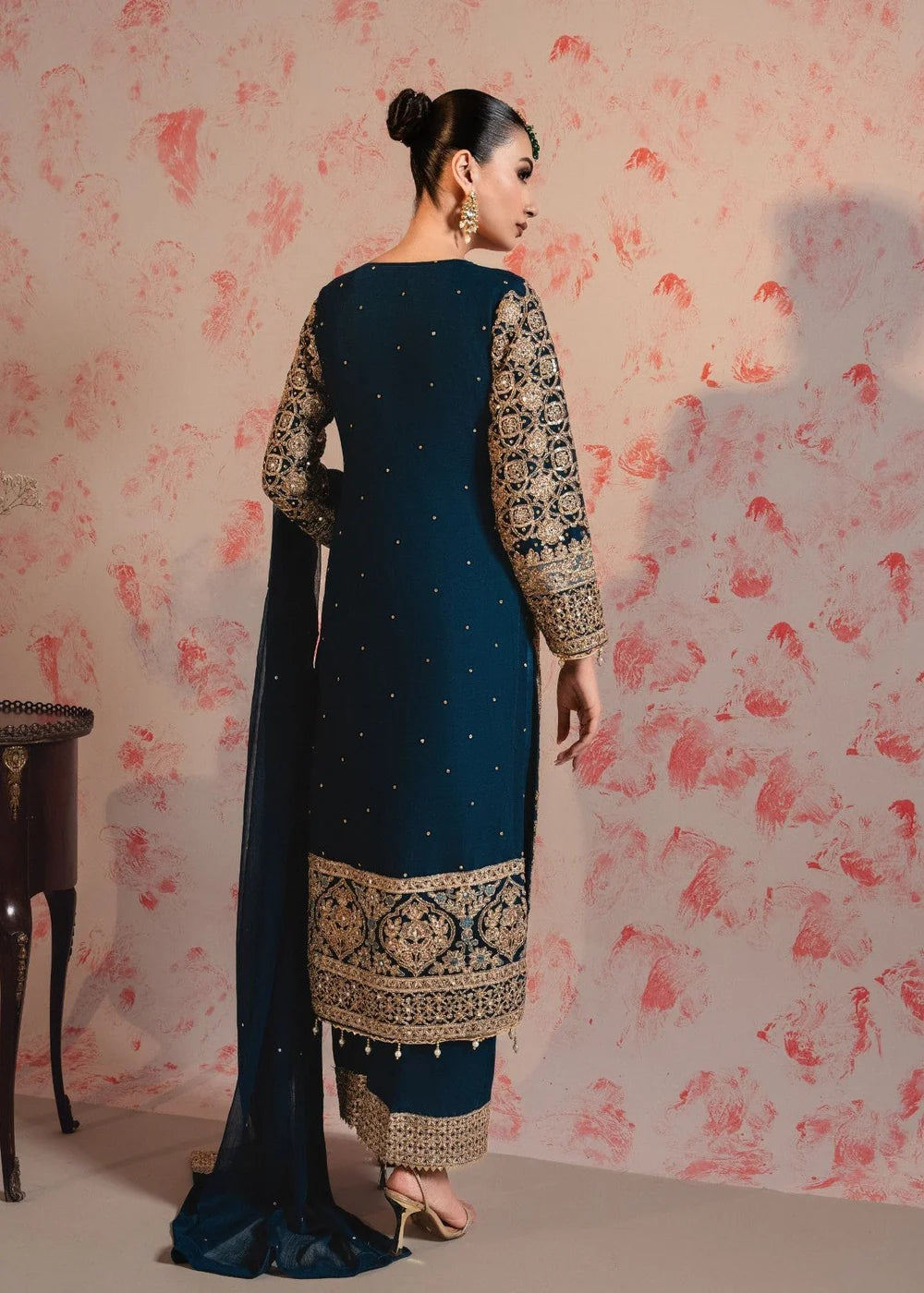 3 Piece Chiffon Embroidered Women's Dress
