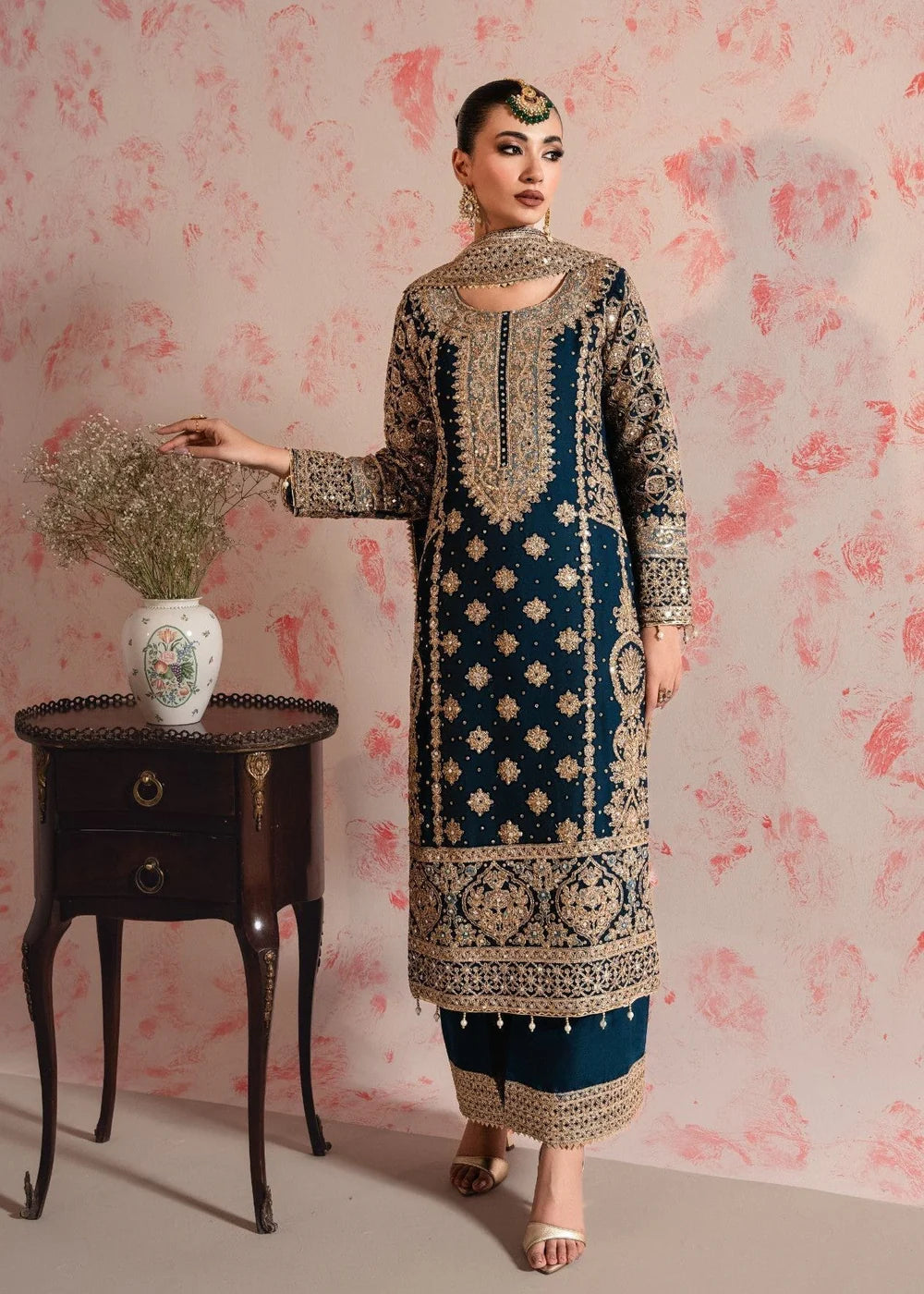 3 Piece Chiffon Embroidered Women's Dress